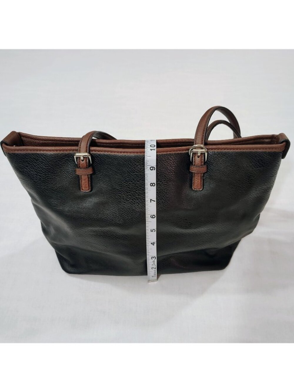 Bueno Tote Bag Black Brown Faux Leather Shoulder Purse Handbag Pockets - Picture 10 of 16
